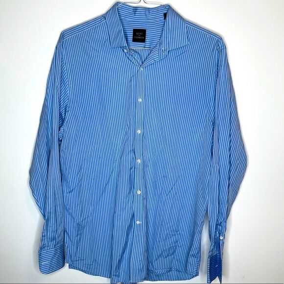 XXL Kent and Curwen Blue-White Striped LS Shirt - Picture 5 of 6
